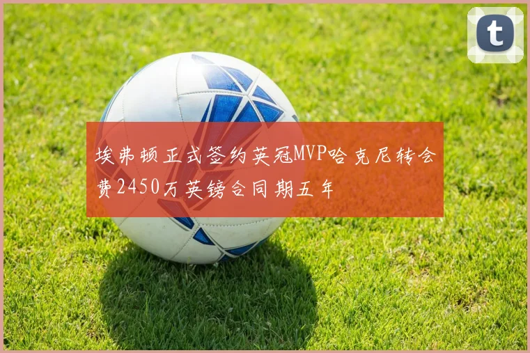埃弗顿正式签约英冠MVP哈克尼转会费2450万英镑合同期五年